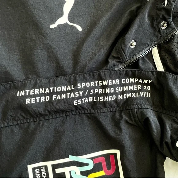 PUMA Jacket Windbreaker Womens XL Quarter Zip Hoodie Black White 599372-01 - Picture 5 of 16